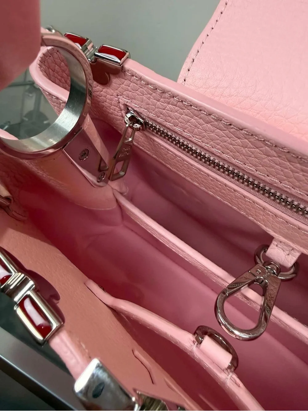 Louis Vuitton Pink Pebbled Leather Top-Handle Satchel